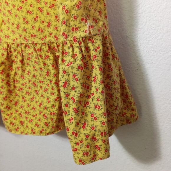 VTG Jeri Morton 60s Nightie Prairie M Yellow Red Floral Ruffle Cottage Eyelet - Picture 8 of 13